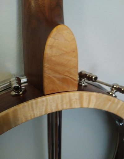 Curly Maple Pot and Heel Cap on Walnut Banjo