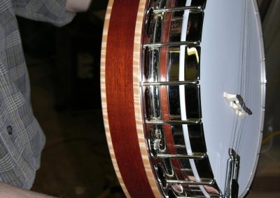 Mastertone style Banjo pot with Solid Mahogany Resinator with Curly Maple Binding