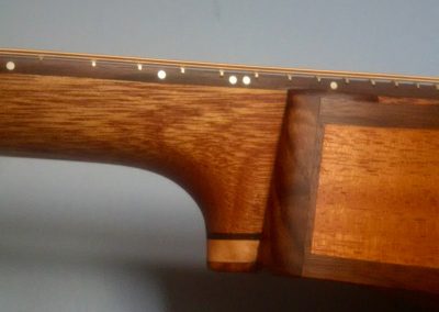 Voyageur side detail of Neck Joint with Mahogany Side