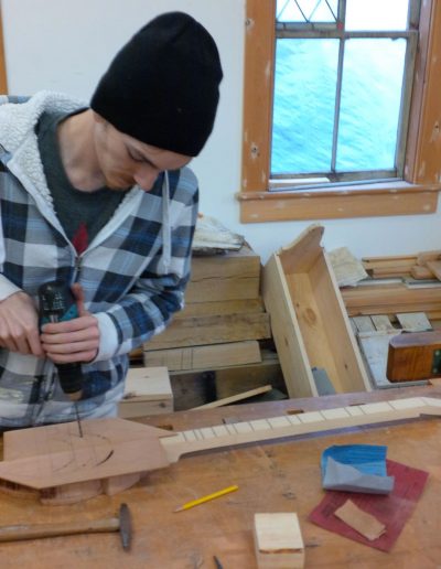 Willowbank School. Another student in action and another modified Dulcimer in progress.